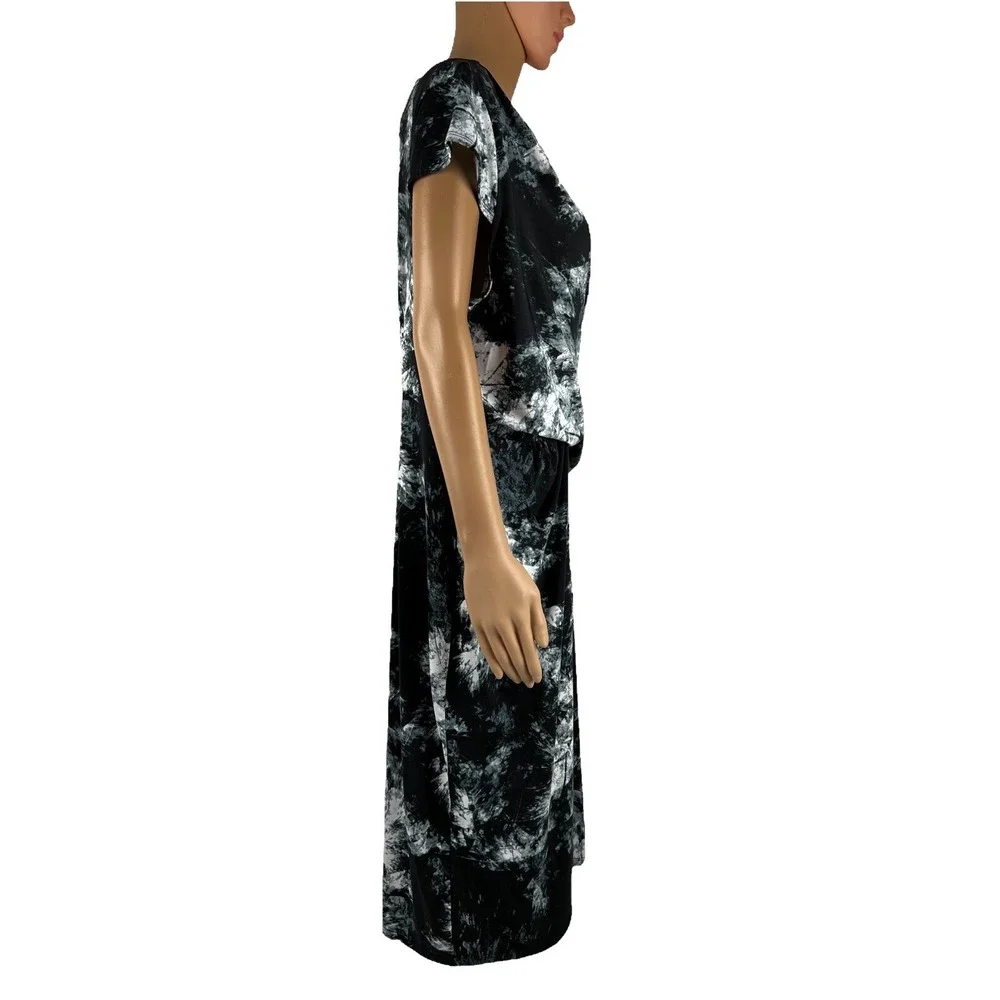 Carmen Marc Valvo Womens XL Dress Short Sleeve Lyrical White Black NWT $88